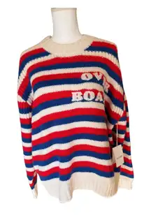New Mother "Overboard" Striped Knit Sweater, Size Large