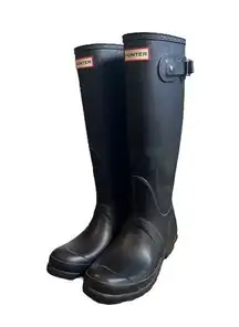 Hunter Original Tall Matte Black Adjustable Rain Boots Women's Size US 6 Preowne