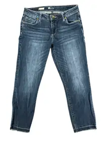 Kut From The Kloth Reese Ankle Straight Leg Jeans Blue Denim 6 Raw Hem