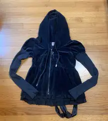 Juicy Couture Pam Fitted Velour Zip Tracksuit Hooded Jacket Navy Blue Women’s S