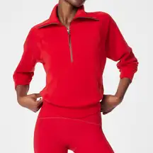 Spanx AirEssentials Half Zip Pullover Red XL
