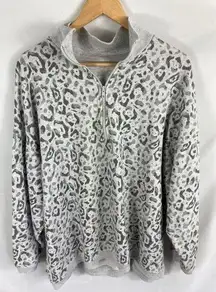 Aerie Animal Print 1/4 Zip Oversized Sweatshirt Size Large