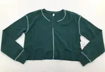 BP . Womens Size Small Split Neck Long Sleeve Thermal Crop Top Green Moss Shirt