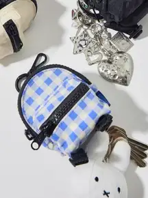 BAGGU Deadstock Blue Gingham Backpack Bag Charm Keychain- Super Cute! NWT