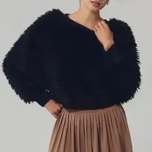 Daily Practice Anthropologie Fluffy Crewneck Sweatshirt Black Medium