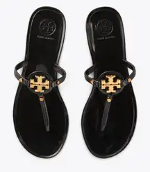 Tory Burch Black Sandals with Gold Emblem