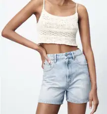 Zara light wash mom fit jeans‎ shorts longer inseam