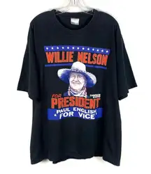 Vintage 2000 Willie Nelson For President Paul English Political Campaign Tee XL