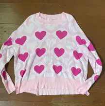 Pink Heart Pattern Sweater 