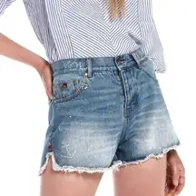 SCOTCH & SODA Blue Ocean Shades High-Rise Button Fly Cutoff Shorts Size 30