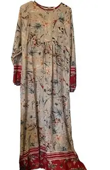 Benin Bej Yarasa Kollu Desenli Salas
Elbise floral print maxi dress size 10