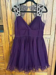 Blondie Nites | Formal Homecoming Prom Dress‎ in Purple w Gold Sequin | size 13