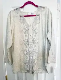 NWT BODY DRAMA Lingerie Vintage Heather Gray Cotton Nightgown Pj Top Medium