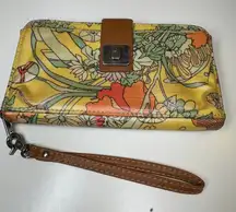 Sakroots Zip Around Wristlet Wallet Boho Floral Coated Canvas Phone Organizer