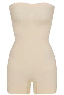 Skims Seamless Sculpt Strapless Shortie Bodysuit Sand Size S