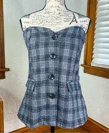 HYFE | Plaid Checked Sleeveless Button Front Vest Size S