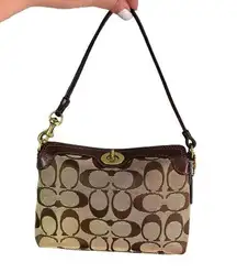 Coach  Brown Signature Canvas Mini Purse / Wristlet