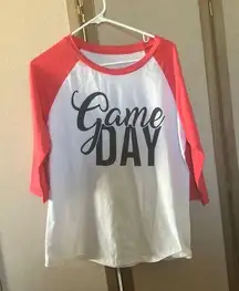 Red and White Game Day Raglan Shirt medium