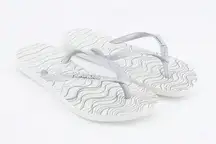 NEW Havaianas Slim Bridal Glitter Flip Flops in White Bright Silver Women's 6