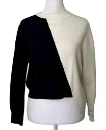 Alice + Olivia black & white colorblock crop long sleeve sweater size XS