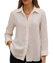 Edward Collared Long Sleeve 100% Irish Linen Casual Button Down Shirt Sz Medium