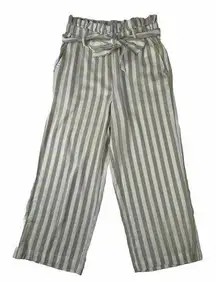 Fever Capri Pants Striped Tan White Size Small Loose Wide Leg