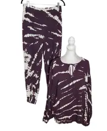 Young Fabulous & Broke Purple and White Tie-Dye Matching Set Size Medium