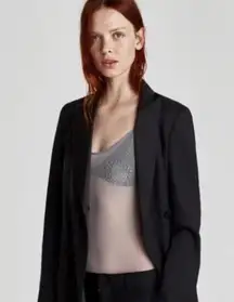 Zara Sheer Mesh Gray Bodysuit Tank Top with Shiny Appliqué Sequins Bedazzled