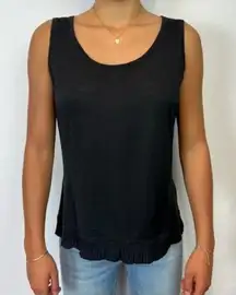 St. John black wool sleeveless top S