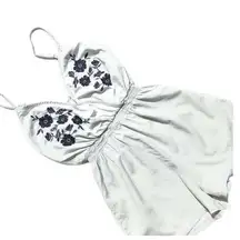 Love Tree very light blue romper with Elegant Design and back cutout Sz med