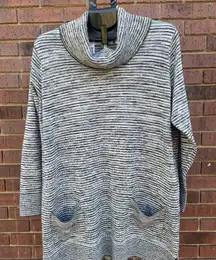 Eight Eight Eight Gray White Black Variegated Cotton Cowl Neck Sweater Size 1X