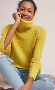 Anthropologie Moth Mustard Turtleneck Sweater