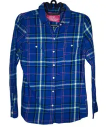 Rustic Outfitters Vintage Women's tartan Plaid Snap Button Shirt Sz Med Normcore