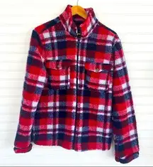 Fleece plaid zipper jacket Size Small