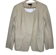 New York Asymmetrical Blazer Beige Collarless Jacket Asym DKNY sz 14