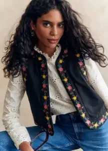 Sezane x Aimie Floral Embroidered Sleeveless Vest