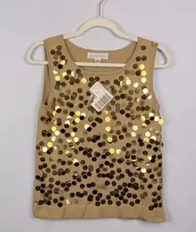 Casual Corner vintage chunky disc sequin sleeveless top NWT