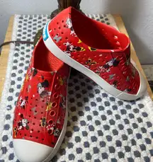 Size 6 Native Red and White Slip-On with Minnie Mouse Design
