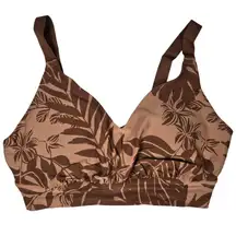Aerie OFFLINE Tropical Leaf Print Ballet Back Sports Bra Medium Support XL NWT