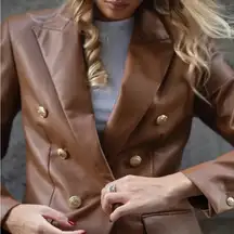 ZARA VEGAN LEATHER BLAZER JACKET SZ XS