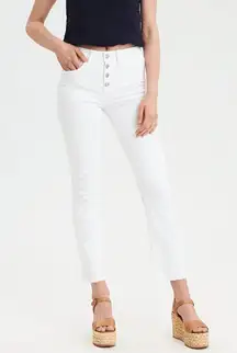 American Eagle Outfitters Women's White Flare Jeans high rise crop