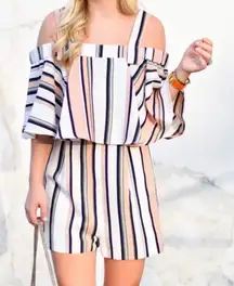 Topshop Stripped Peach Romper