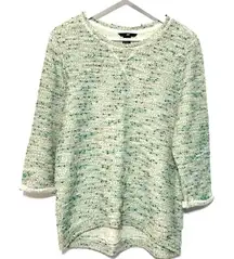 H&M green cream speckled sweater small