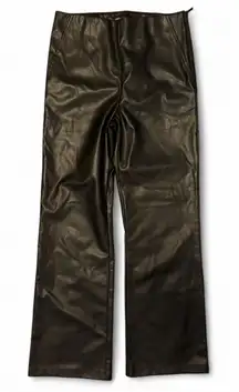 Zara Black Faux Leather Pants Womens Large Side Zip Straight Leg Vegan