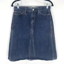 GAP Y2K Denim Jean Skirt Size 2 Deconstructed Medium Wash Above Knee Seamed 2004