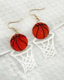 Basketball Hoop Goal Net Earrings, Sporty Earrings, Basketball Earrings