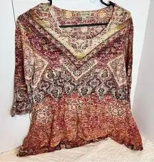 Live and Let Live Red Graphic Blouse