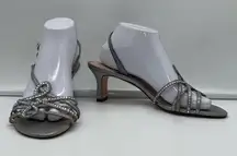 Nina Silver Sparkle Strappy Kitten Heel Sandal‎