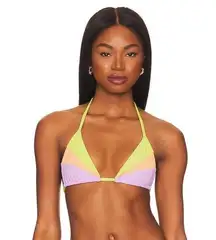 Beach Riot NEW  Thelma Triangle String Bikini Top Sundazed Colorblock Size Medium