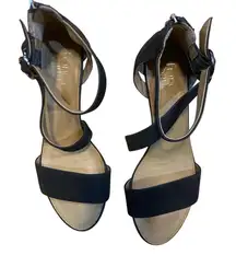 Franco Sarto black sandal size 9.5 leather upper double strap